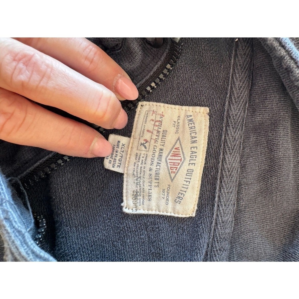 Vintage American Eagle Navy Quarter-Button Henley • Size XLT • 100% Cotton ✨ - Picture 5 of 6